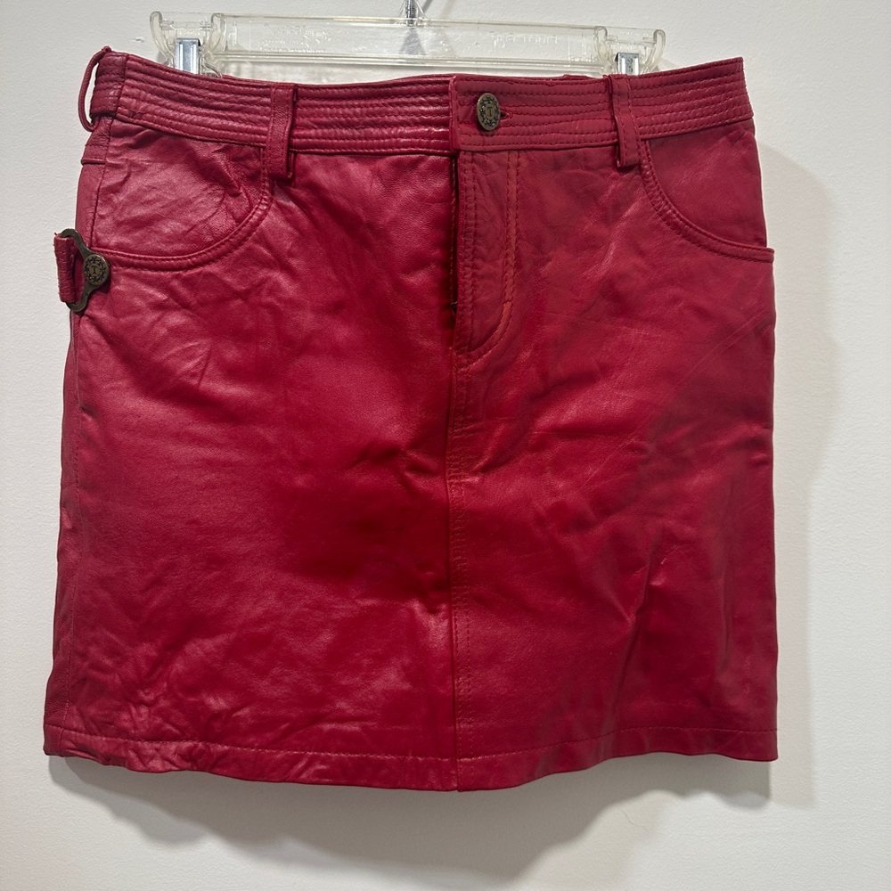 Red Leather Mini Skirt